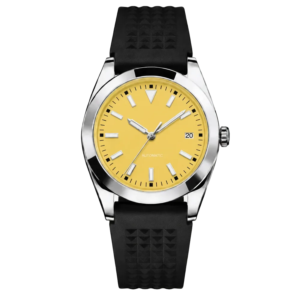Pergor Veyra Yellow Rubber – automatic watch, stainless steel case and bracelet