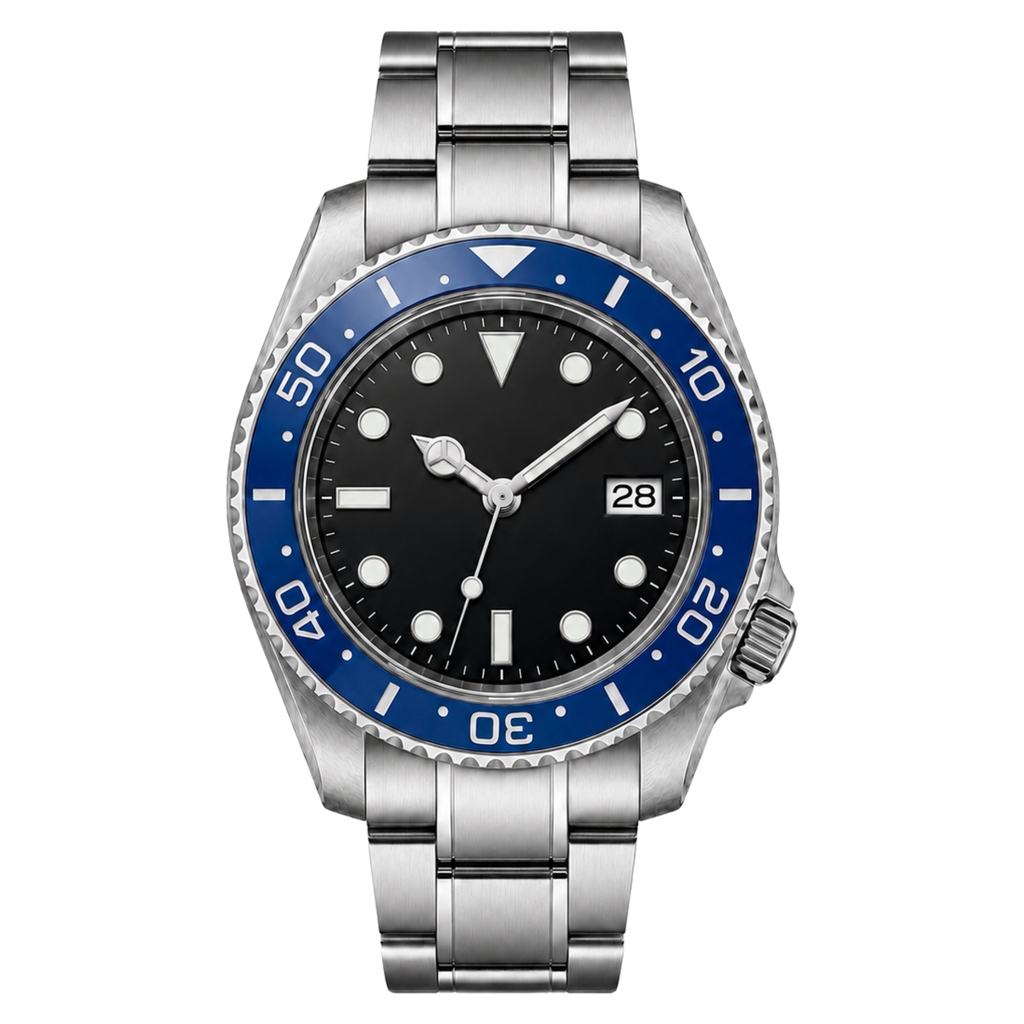 Pergor Montier Blue Steel – automatic watch, stainless steel case and bracelet
