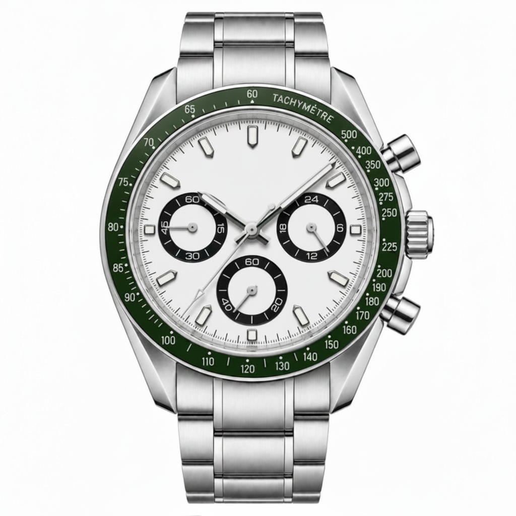Pergor Torvex Green Steel – automatic watch, stainless steel case and bracelet