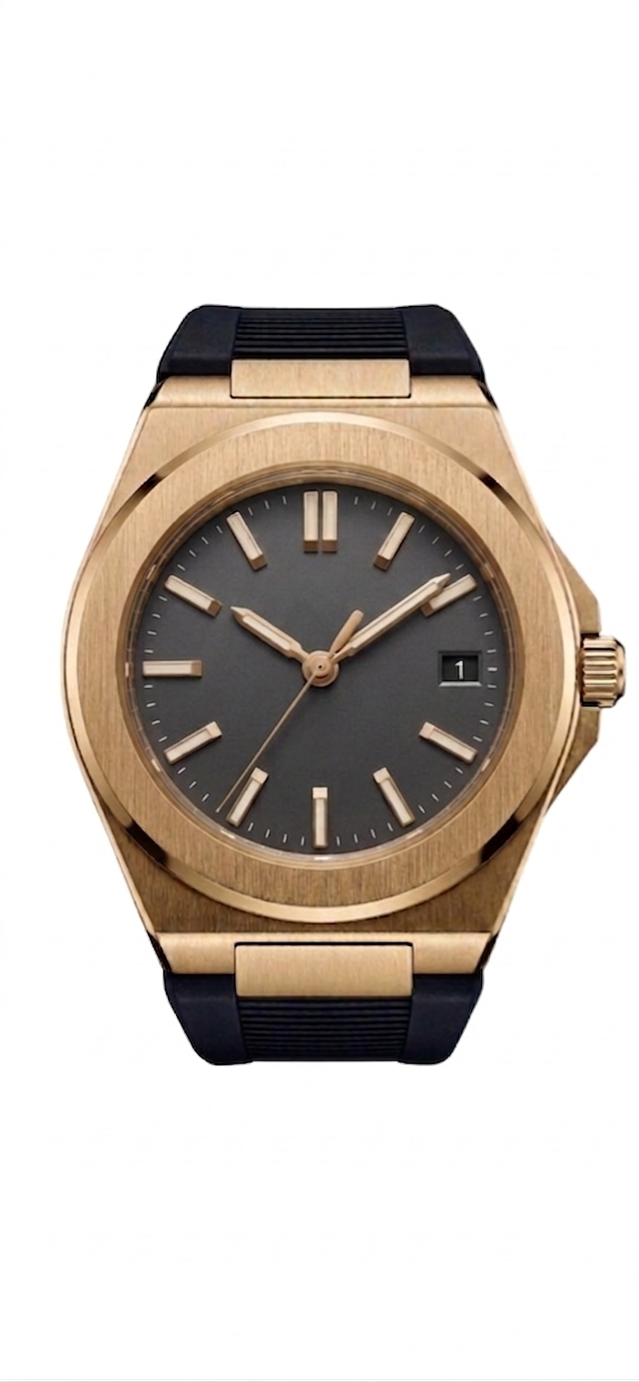 Pergor Valtor Grey Rose Rubber – automatic watch, stainless steel case and bracelet