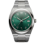 Pergor Tolaris Arabic Green Silver – automatic watch, stainless steel case and bracelet