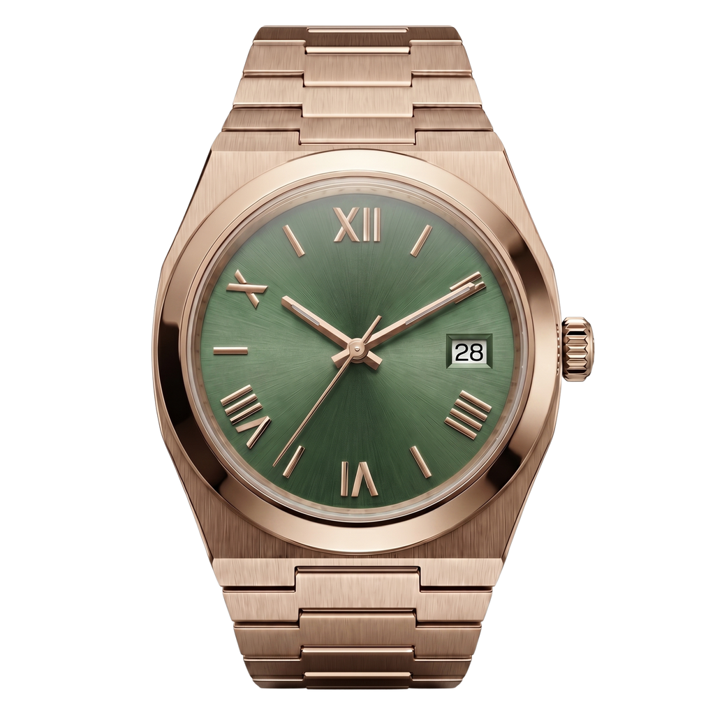 Pergor Tolaris Olive Rose – automatic watch, stainless steel case and bracelet