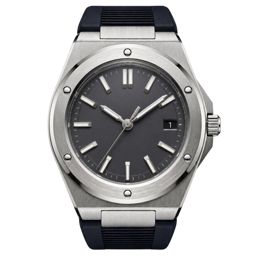 Pergor Valtor Grey Rubber – automatic watch, stainless steel case and bracelet