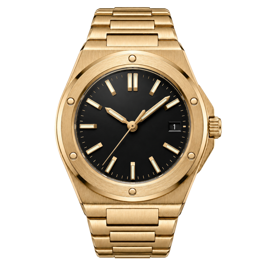 Pergor Valtor Black Gold – automatic watch, stainless steel case and bracelet