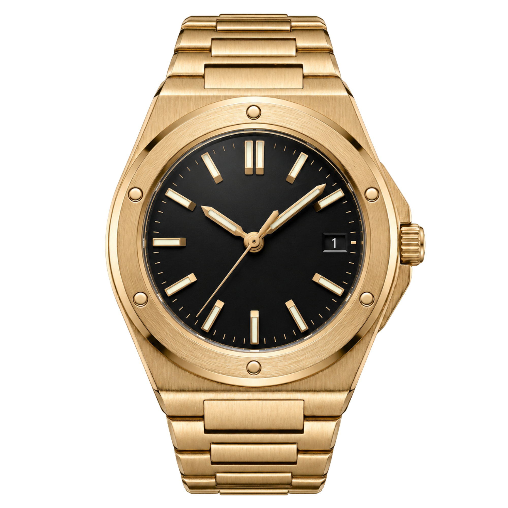 Pergor Valtor Black Gold – automatic watch, stainless steel case and bracelet