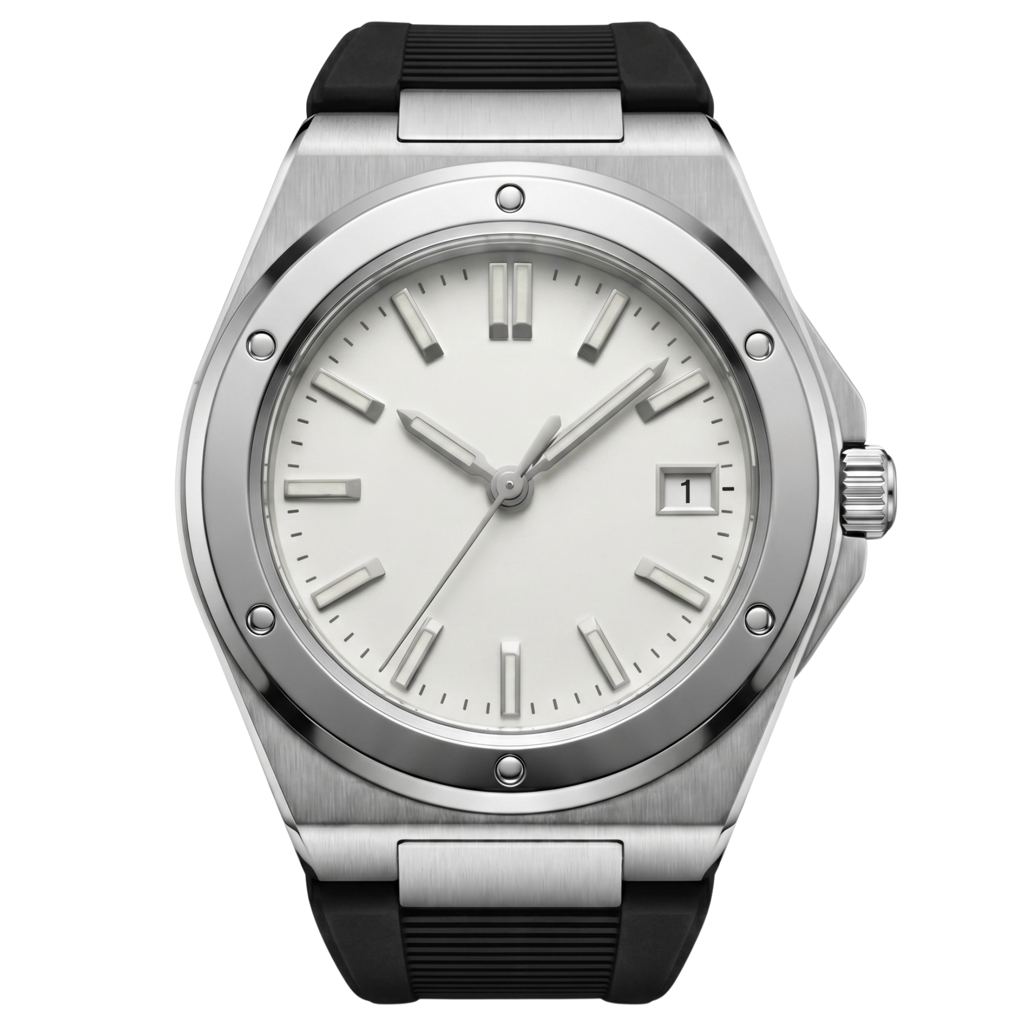 Pergor Valtor White Rubber – automatic watch, stainless steel case and bracelet