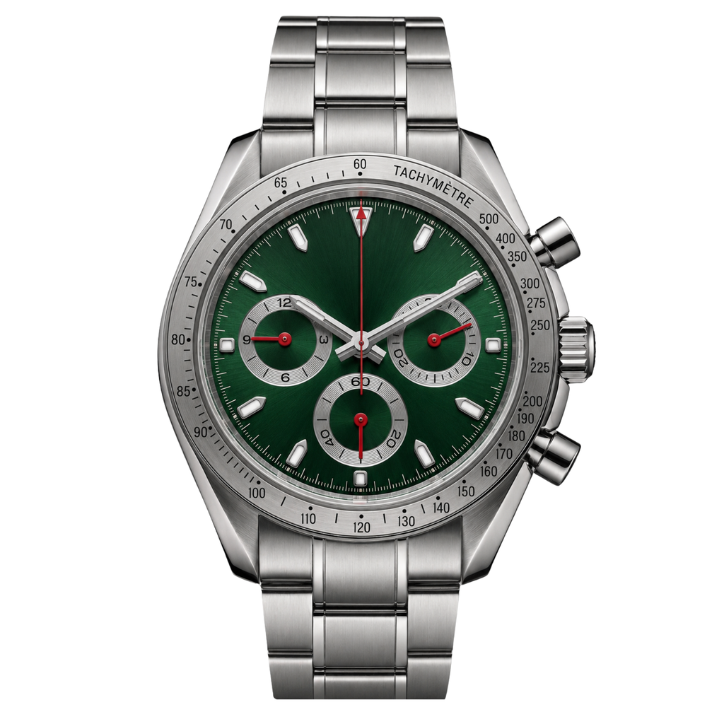 Pergor Torvex Race Green Steel – automatic watch, stainless steel case and bracelet