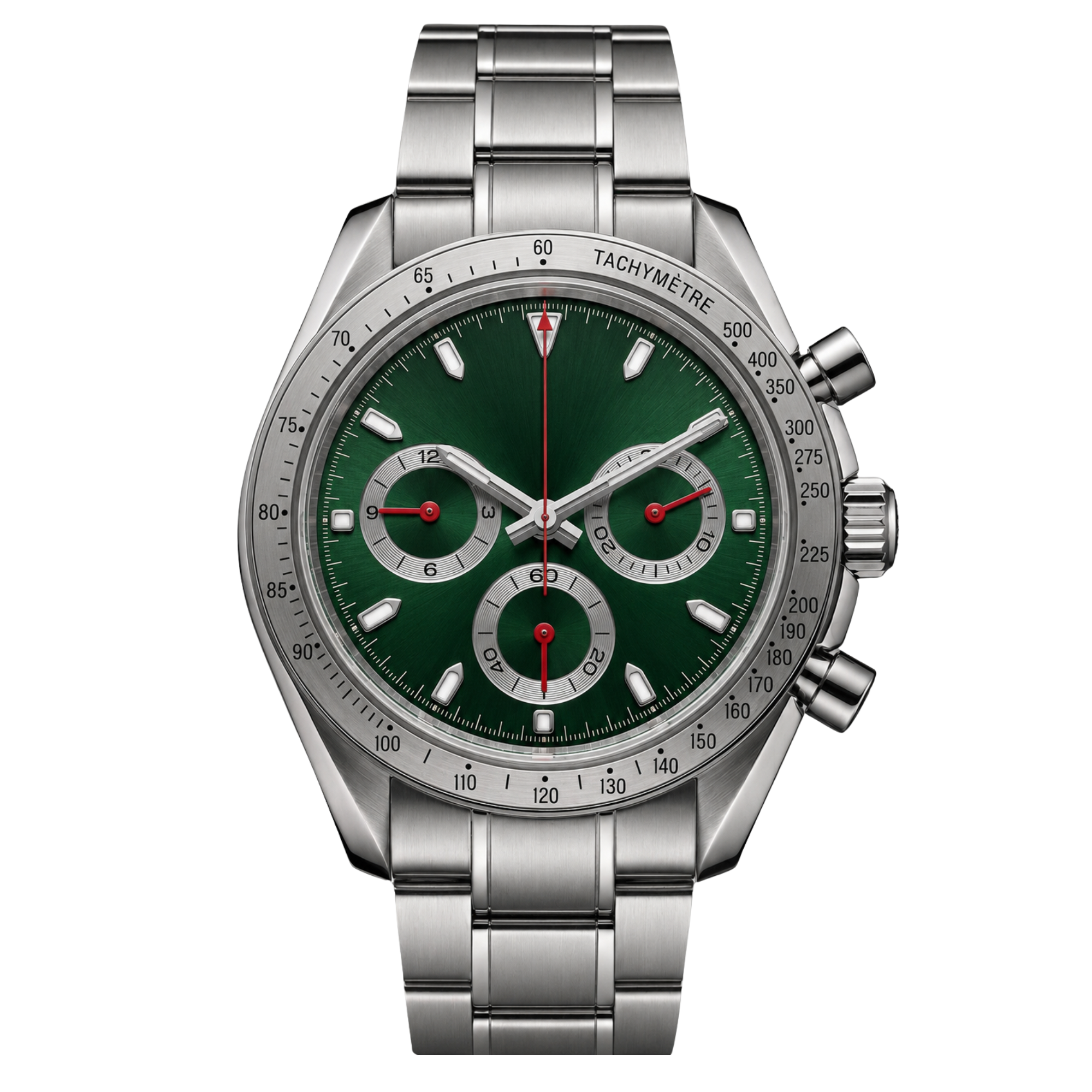 Pergor Torvex Race Green Steel – automatic watch, stainless steel case and bracelet