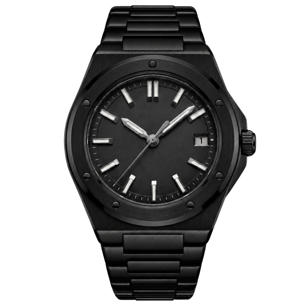 Pergor Valtor ALL Black – automatic watch, stainless steel case and bracelet