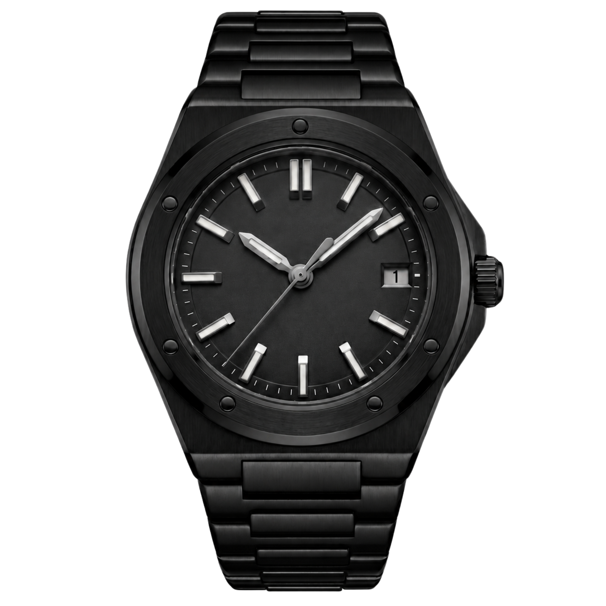 Pergor Valtor ALL Black – automatic watch, stainless steel case and bracelet