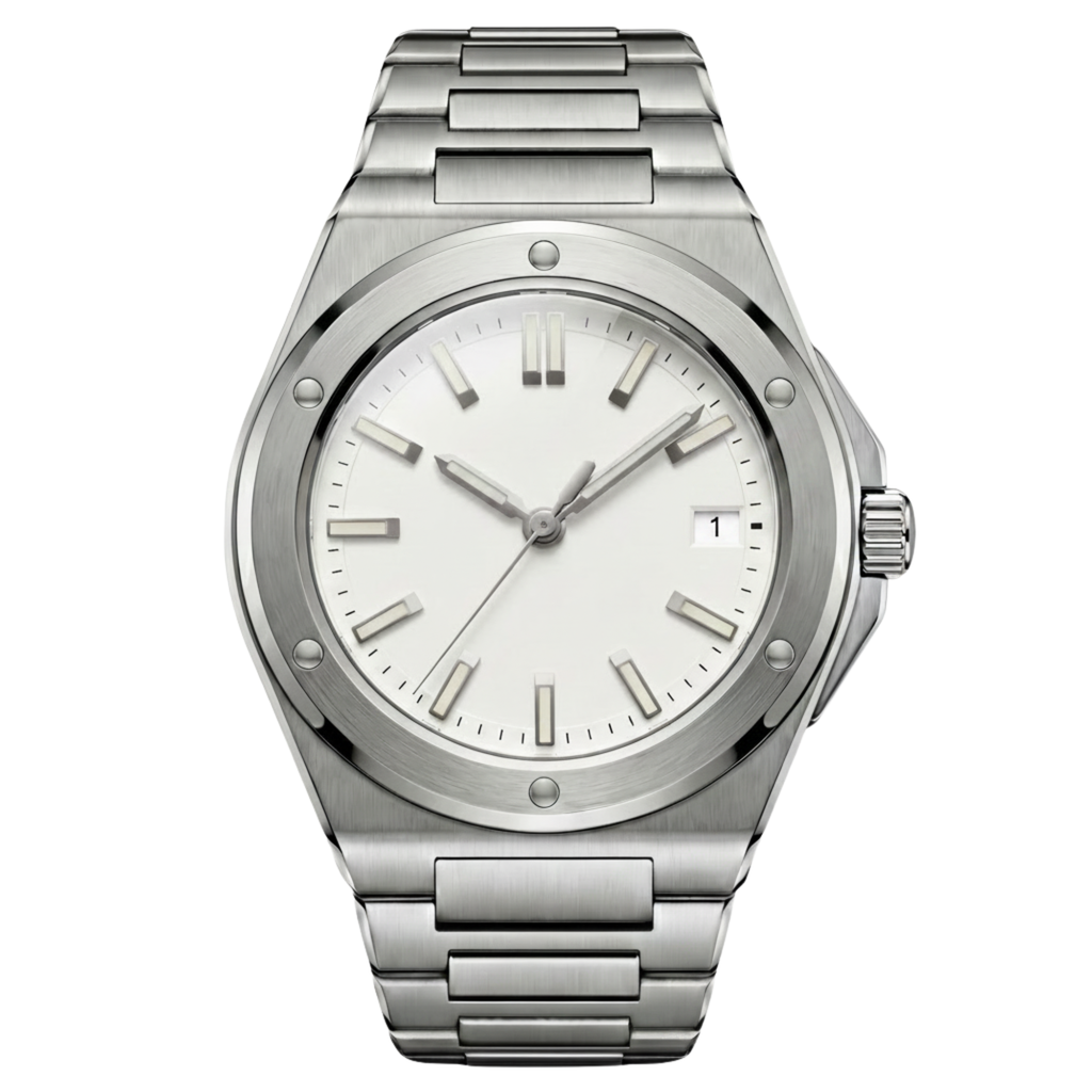 Pergor Valtor White Steel – automatic watch, stainless steel case and bracelet