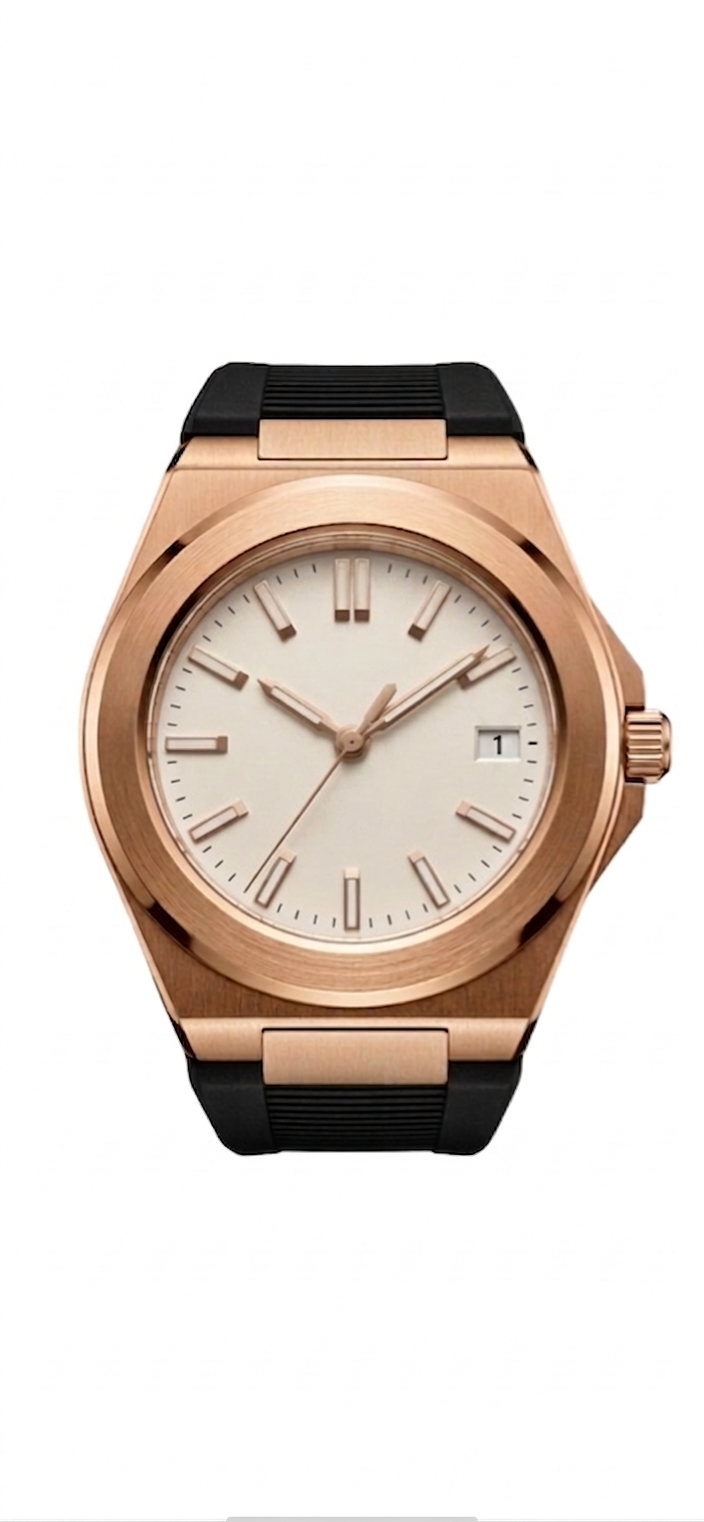 Pergor Valtor Rose Champagne Rubber – automatic watch, stainless steel case and bracelet