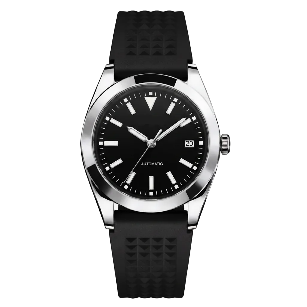 Pergor Veyra Black Rubber – automatic watch, stainless steel case and bracelet