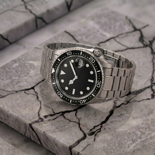 Pergor Montier Diver Steel – automatic watch, stainless steel case and bracelet