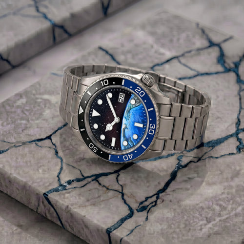 Pergor Montier Earth Steel – automatic watch, stainless steel case and bracelet