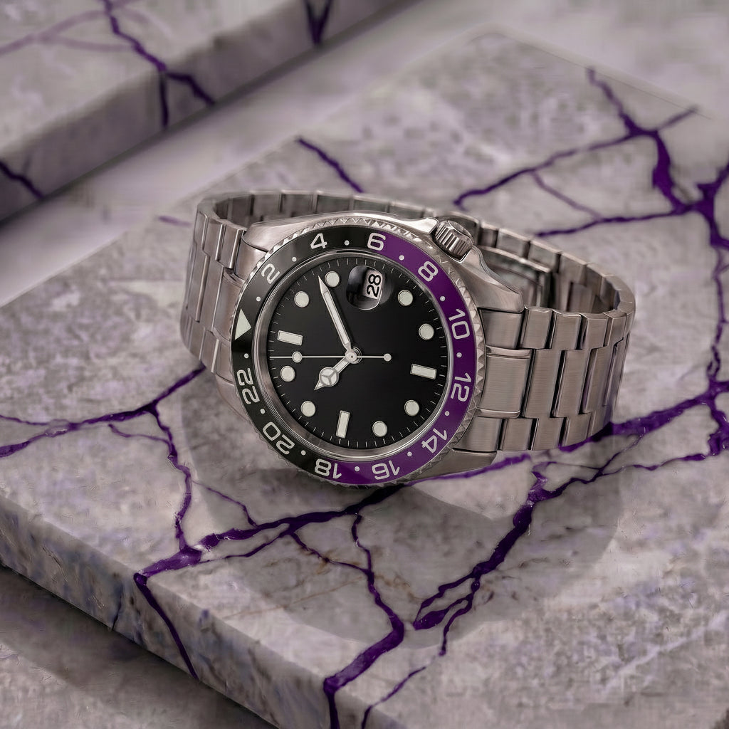 Pergor Navex Purple Steel – automatic watch, stainless steel case and bracelet
