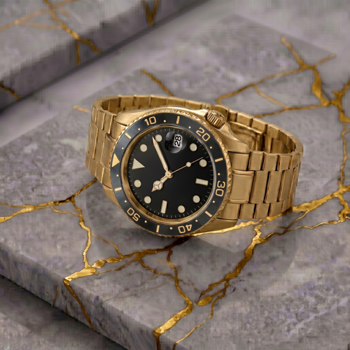 Pergor Montier Black Gold – automatic watch, stainless steel case and bracelet