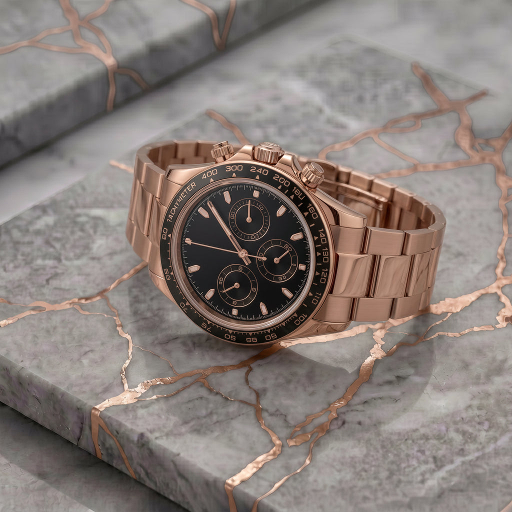 Pergor Torvex Black Rose – automatic watch, stainless steel case and bracelet