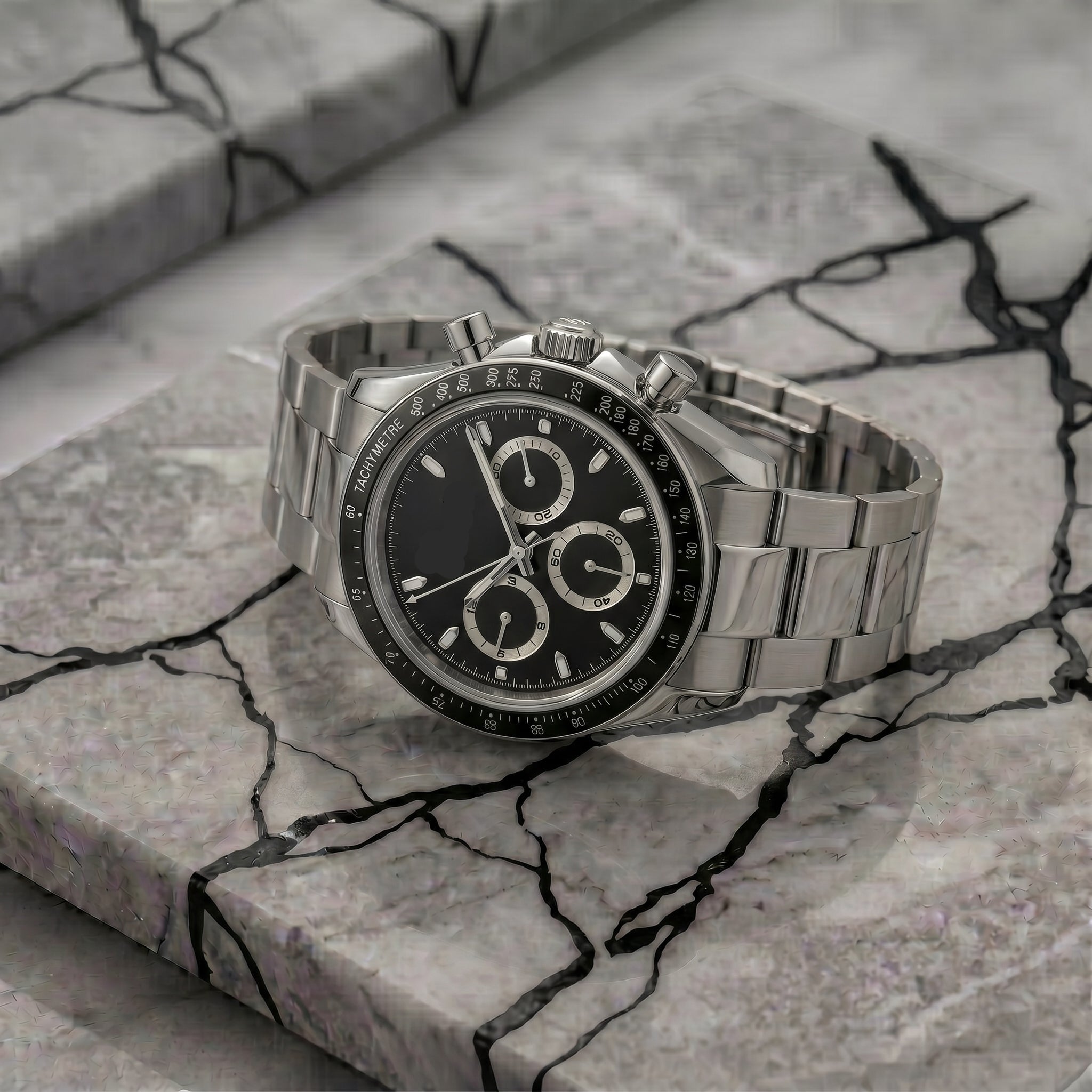 Pergor Torvex Black Steel – automatic watch, stainless steel case and bracelet