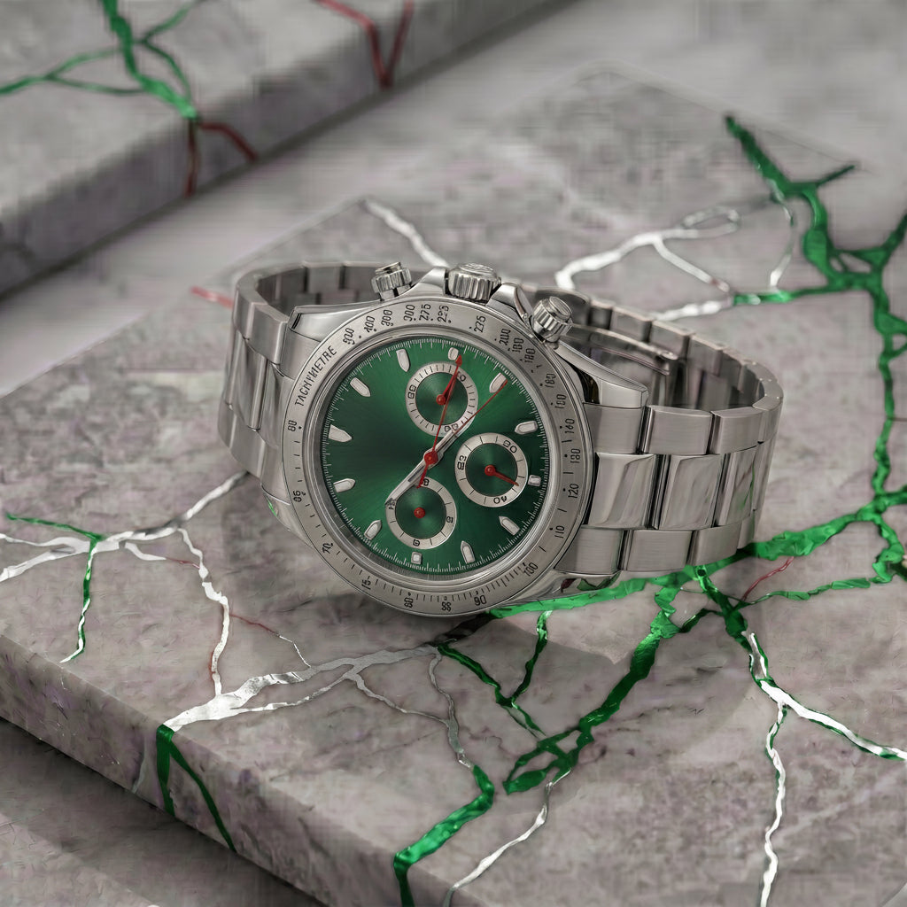 Pergor Torvex Race Green Steel – automatic watch, stainless steel case and bracelet