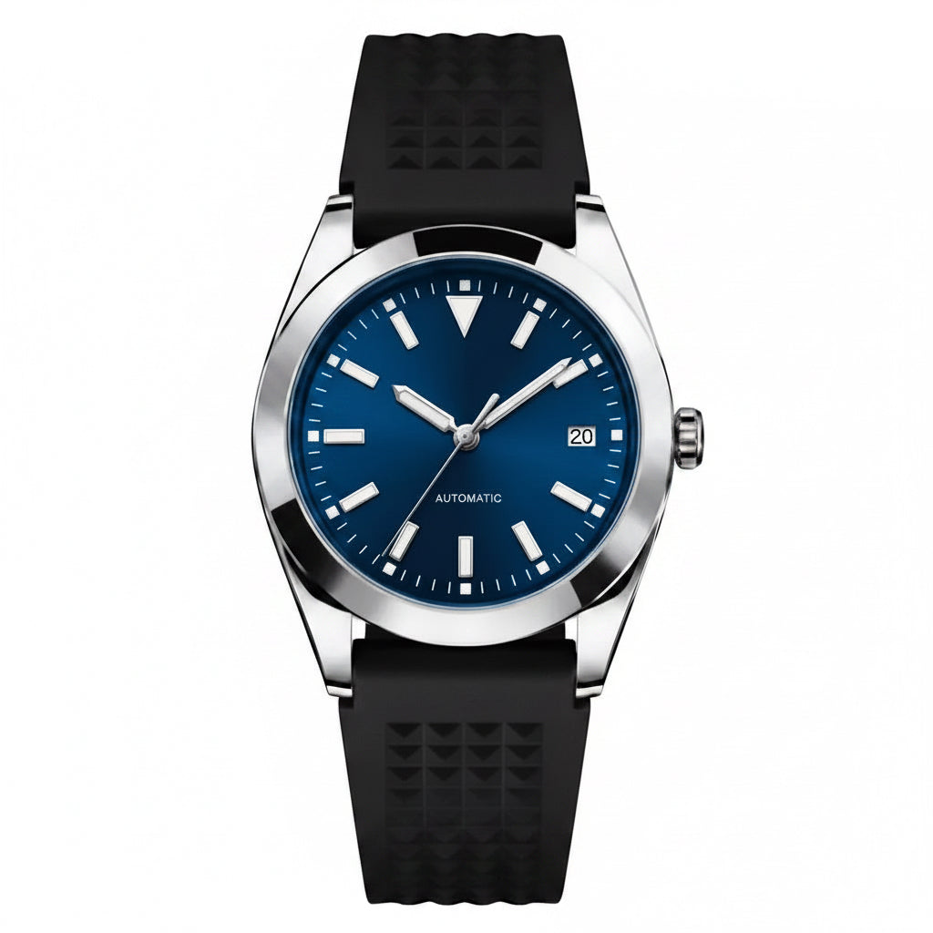 Pergor Veyra Deep Blue Rubber – automatic watch, stainless steel case and bracelet