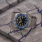 Pergor Montier Blue Steel – automatic watch, stainless steel case and bracelet