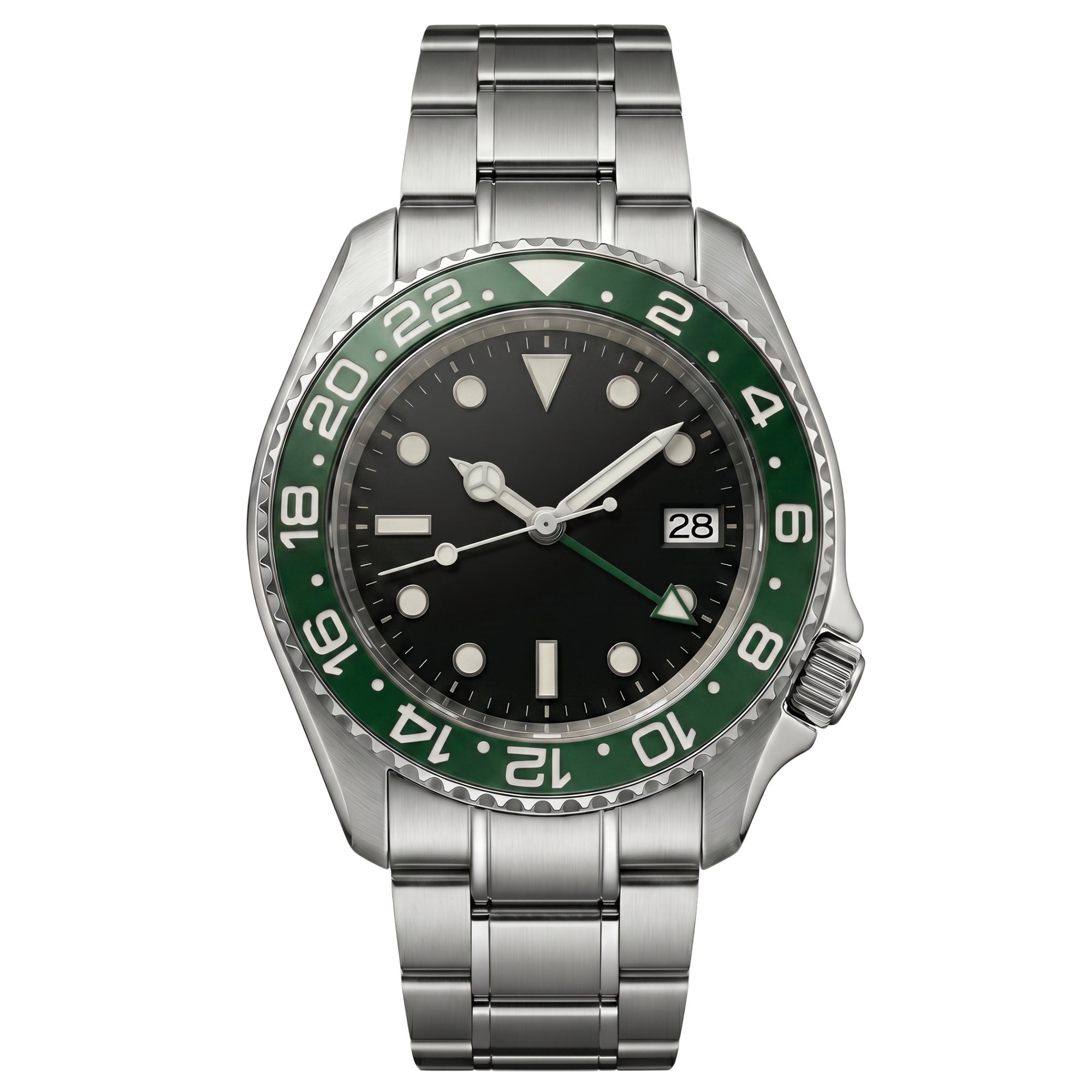 Pergor Navex Green Steel – automatic watch, stainless steel case and bracelet