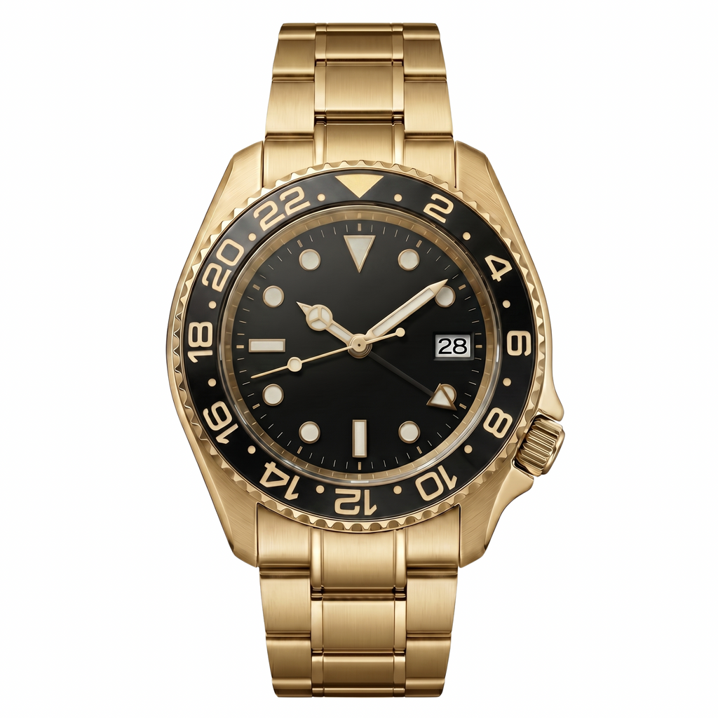 Pergor Navex Black Gold – automatic watch, stainless steel case and bracelet