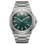 Pergor Valtor Green Steel – automatic watch, stainless steel case and bracelet