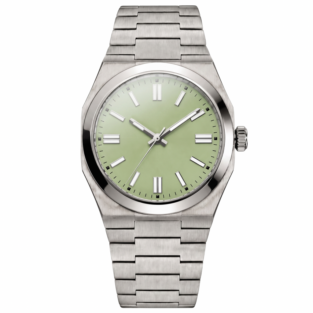 Pergor Artis Lime Steel – automatic watch, stainless steel case and bracelet