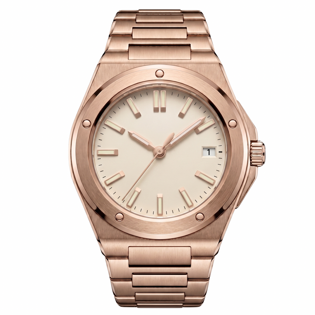 Pergor Valtor Champagne Rose – automatic watch, stainless steel case and bracelet