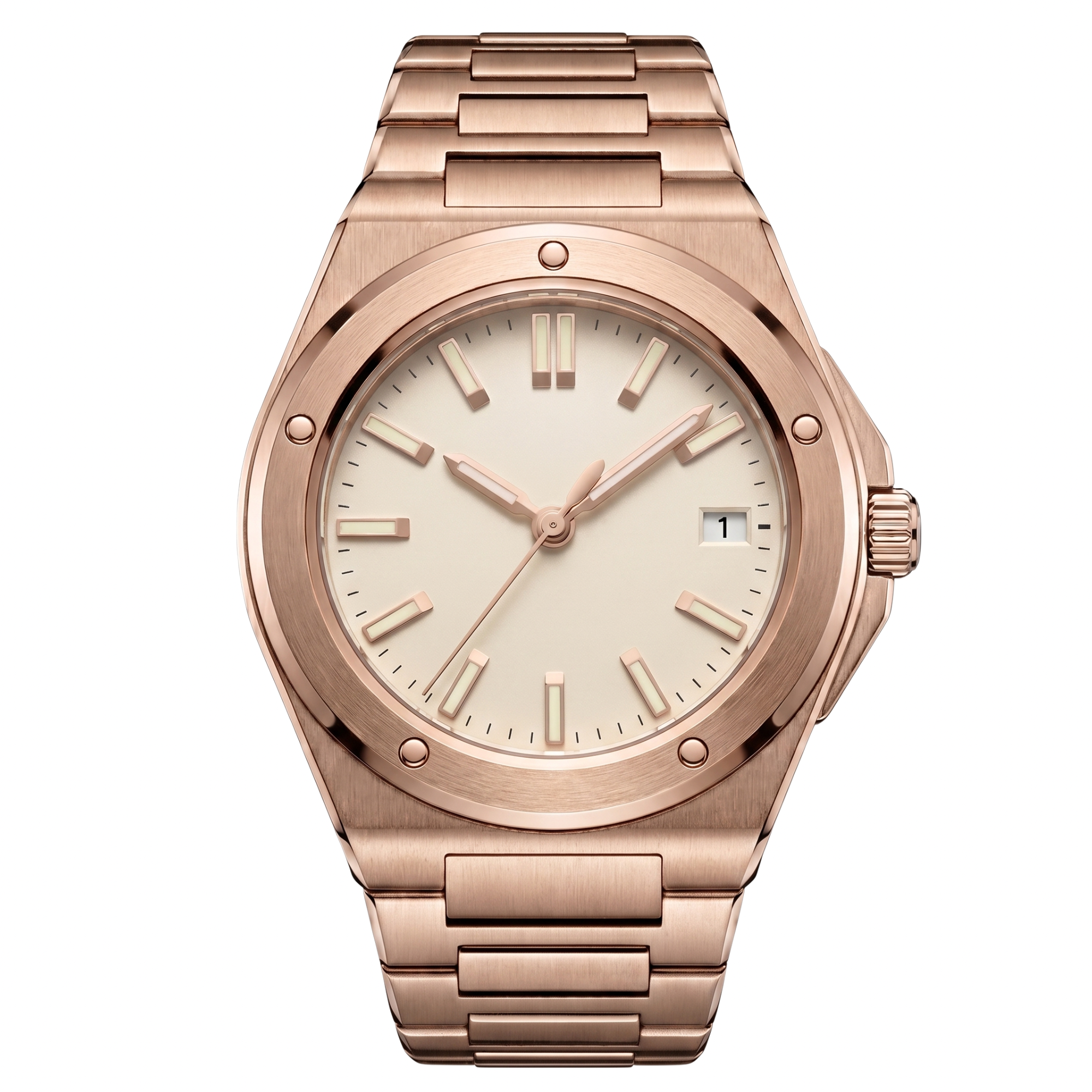 Pergor Valtor Champagne Rose – automatic watch, stainless steel case and bracelet