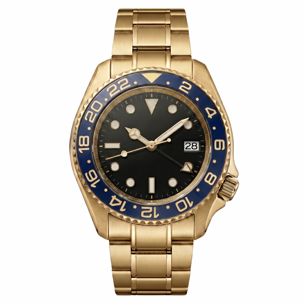 Pergor Navex Black Gold – automatic watch, stainless steel case and bracelet