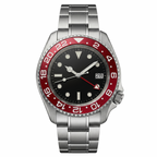 Pergor Navex RED Steel – automatic watch, stainless steel case and bracelet