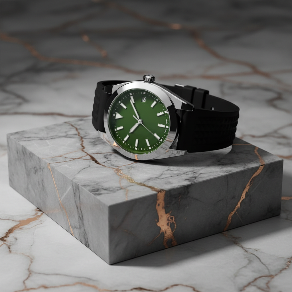 Pergor Veyra Race Green Rubber – automatic watch, stainless steel case and bracelet