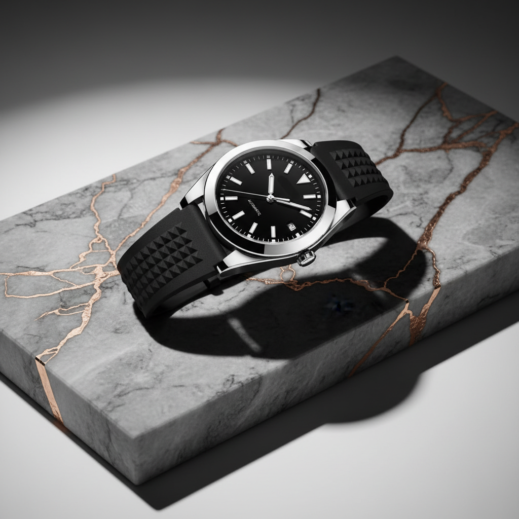Pergor Veyra Black Rubber – automatic watch, stainless steel case and bracelet
