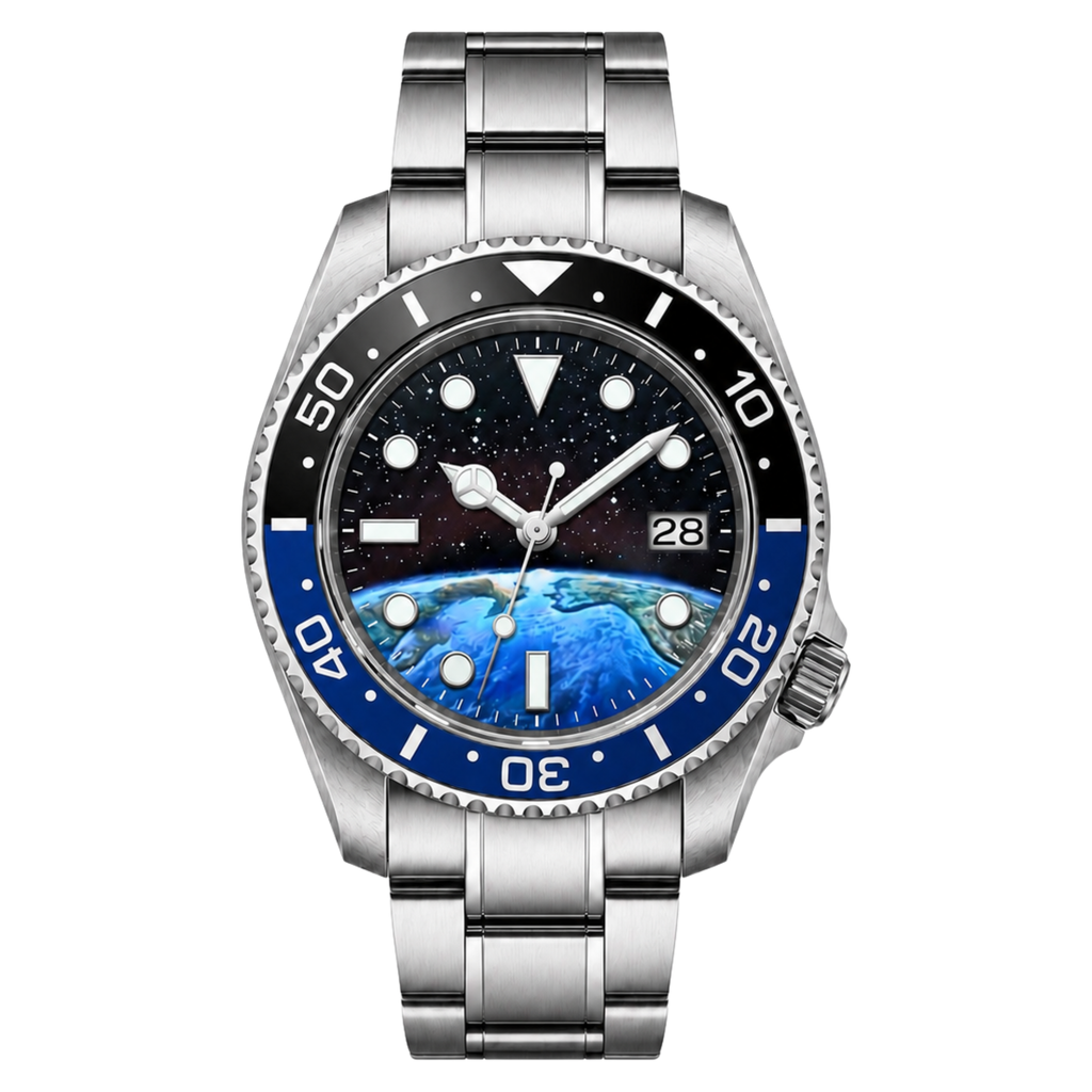 Pergor Montier Earth Steel – automatic watch, stainless steel case and bracelet