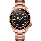Pergor Montier Diver Rose – automatic watch, stainless steel case and bracelet