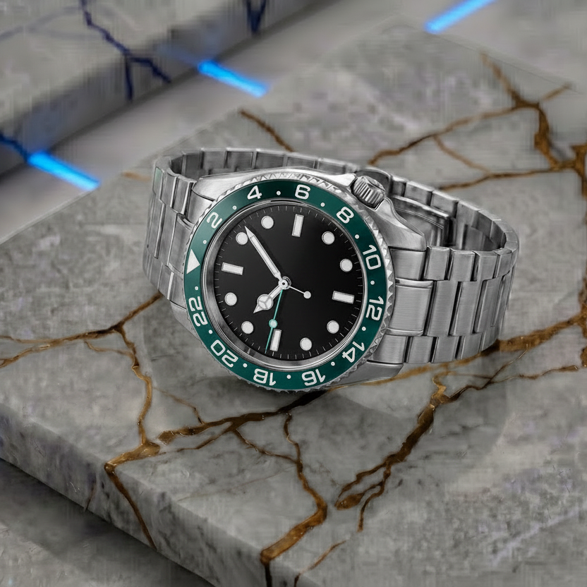 Pergor Navex Light Blue Steel – automatic watch, stainless steel case and bracelet