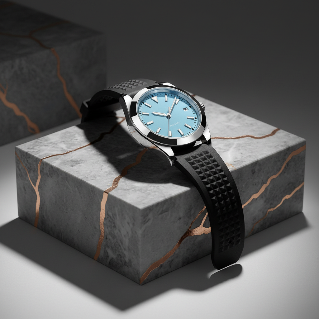 Pergor Veyra POP Blue Rubber – automatic watch, stainless steel case and bracelet