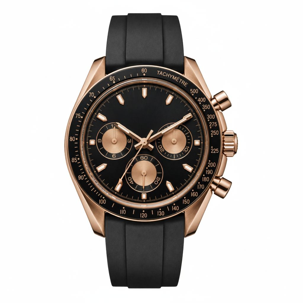 Pergor Torvex Black Rose Rubber – automatic watch, stainless steel case and bracelet