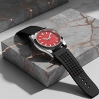 Pergor Veyra RED Rubber – automatic watch, stainless steel case and bracelet