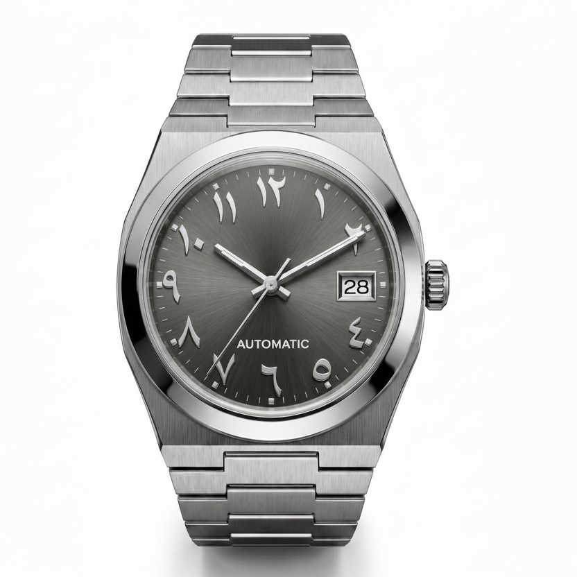 Pergor Tolaris Arabic Grey Silver – automatic watch, stainless steel case and bracelet