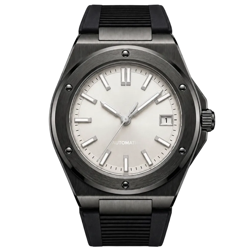 Pergor Valtor White Rubber – automatic watch, stainless steel case and bracelet