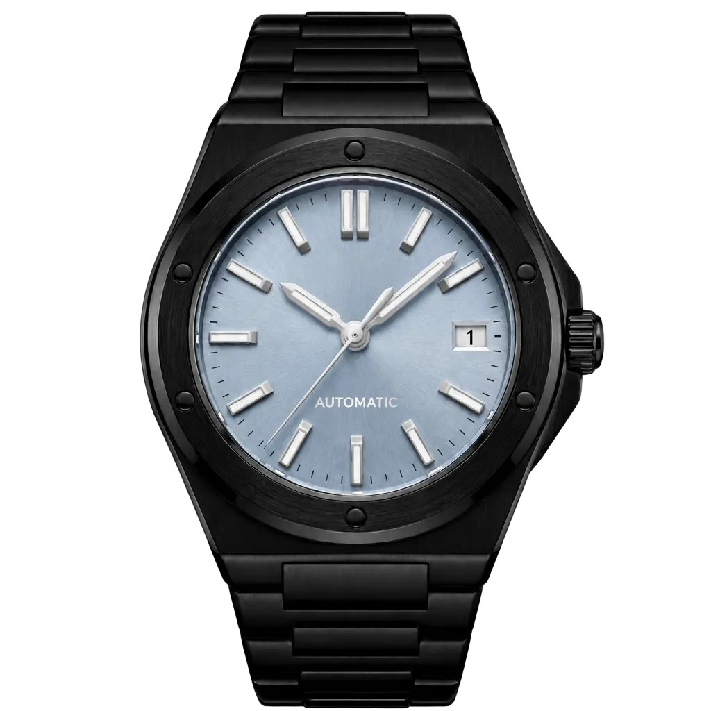 Pergor Valtor SKY Black – automatic watch, stainless steel case and bracelet