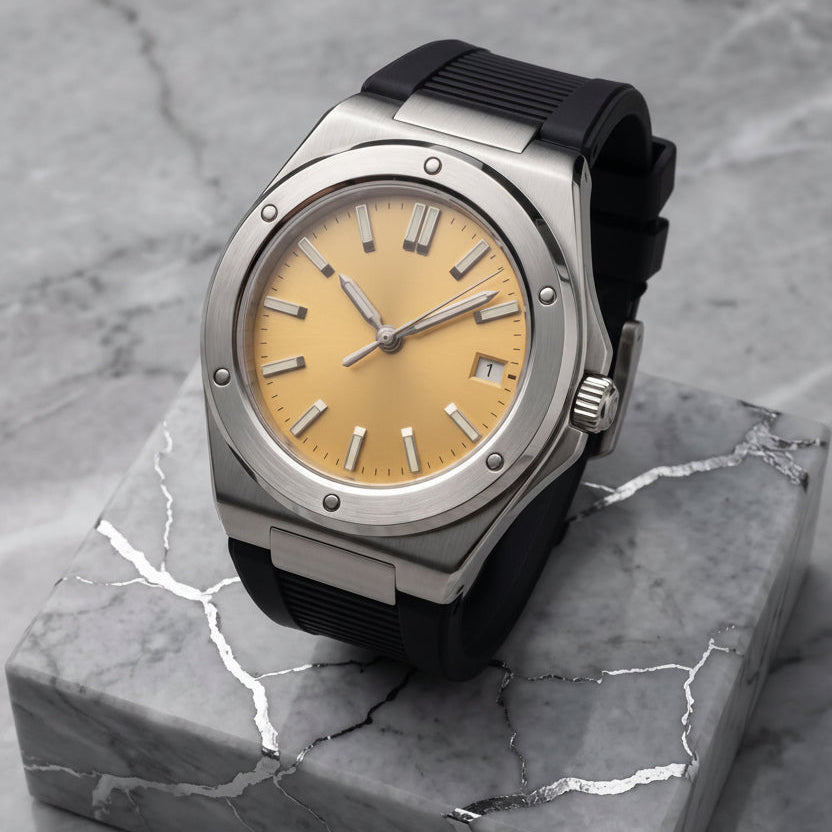 Pergor Valtor Yellow Rubber – automatic watch, stainless steel case and bracelet