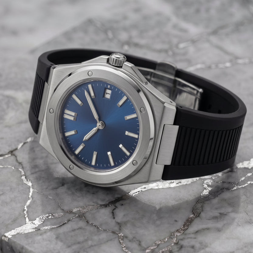 Pergor Valtor Blue Rubber – automatic watch, stainless steel case and bracelet