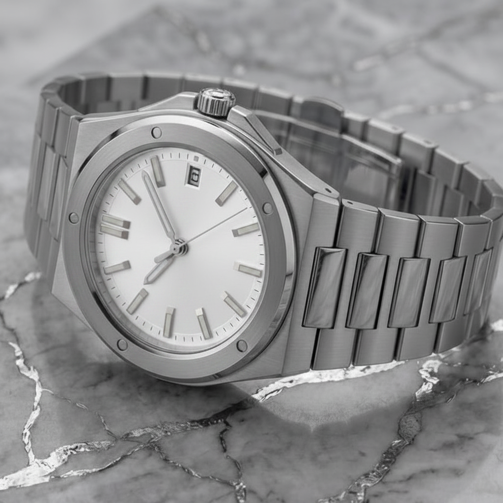 Pergor Valtor White Steel – automatic watch, stainless steel case and bracelet
