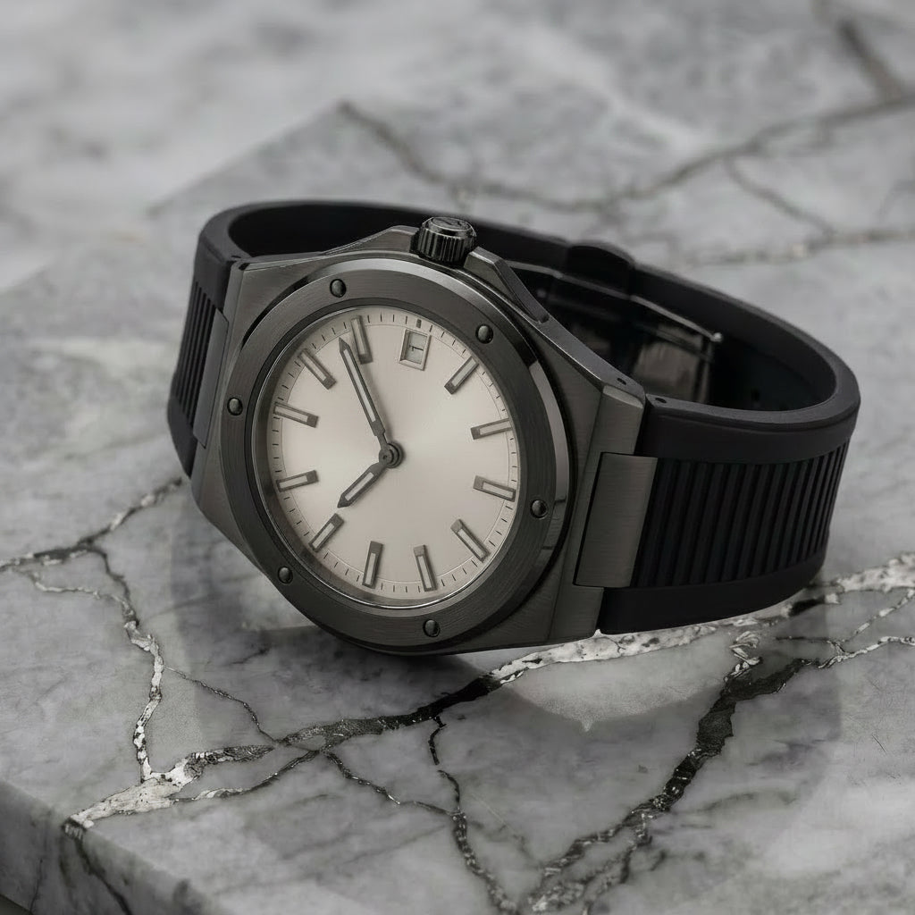 Pergor Valtor White Rubber – automatic watch, stainless steel case and bracelet