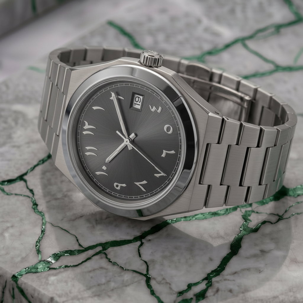 Pergor Tolaris Arabic Grey Silver – automatic watch, stainless steel case and bracelet